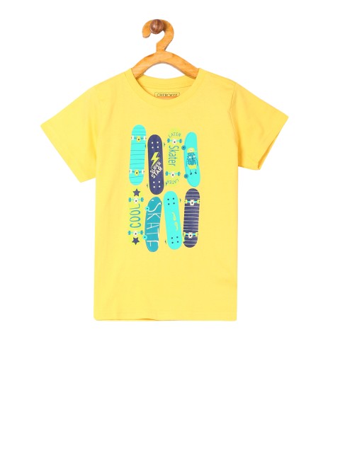

Cherokee Boys Yellow Printed Round Neck T-shirt