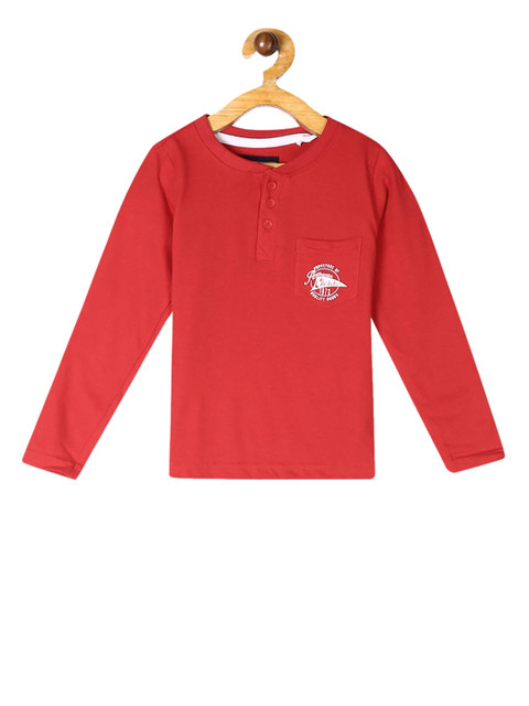 

Cherokee Boys Red Solid Henley Neck T-shirt
