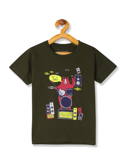 

Cherokee Boys Green Printed Round Neck T-shirt