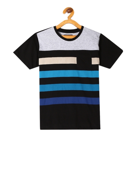 

Cherokee Boys Black & Blue Striped Round Neck T-shirt