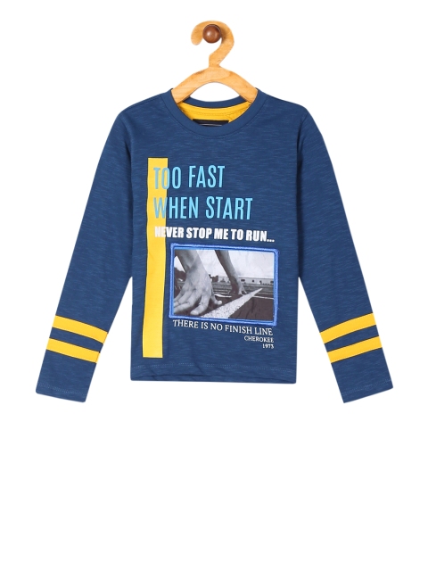 

Cherokee Boys Blue Printed Round Neck Pure Cotton T-shirt