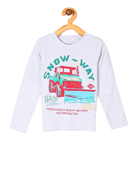 

Cherokee Boys Grey Melange Printed Round Neck T-shirt