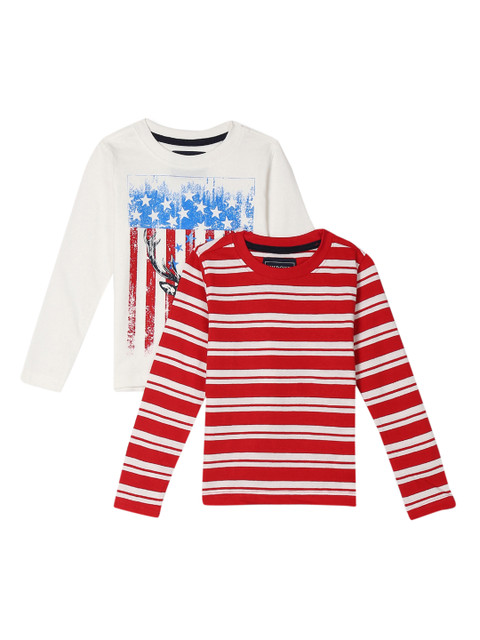 

Cherokee Boys Pack Of 2 Red & White Striped Round Neck T-shirt