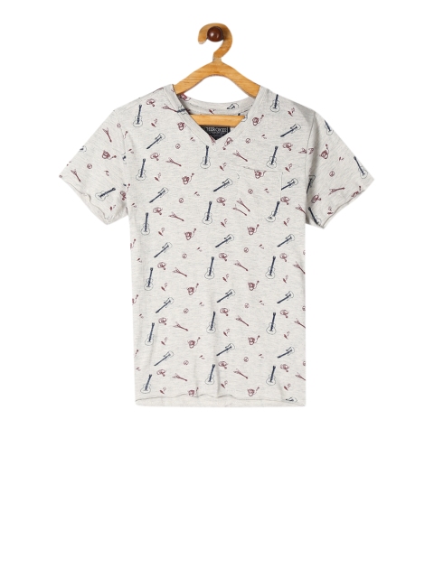 

Cherokee Boys Grey Printed V-Neck T-shirt