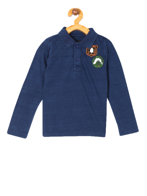 

Cherokee Boys Navy Blue Solid Polo Collar T-shirt