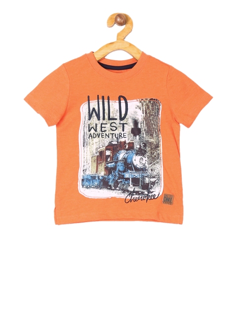 

Cherokee Boys Orange Printed Round Neck T-shirt