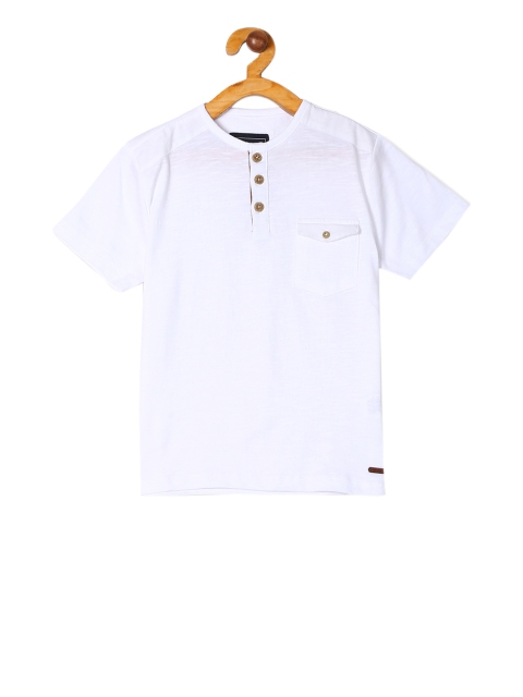 

Cherokee Boys White Solid Henley Neck T-shirt