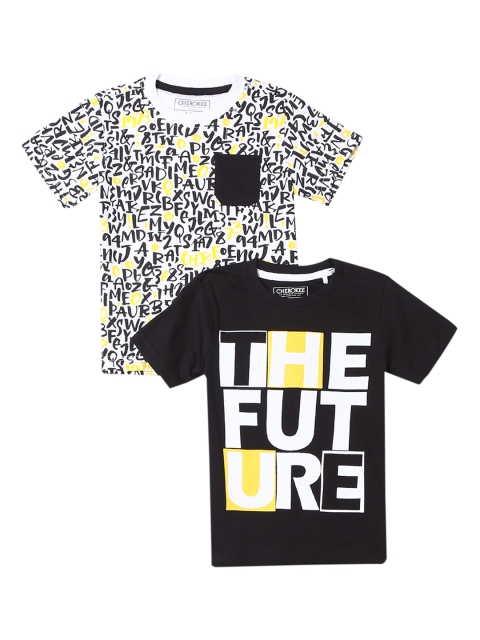 

Cherokee Boys Pack Of 2 White & Black Printed Round Neck T-shirt