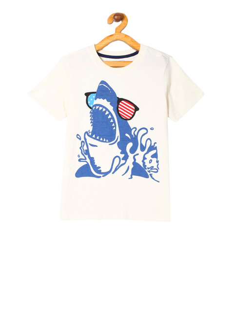 

Cherokee Boys Off-White Shark Printed Round Neck T-shirt