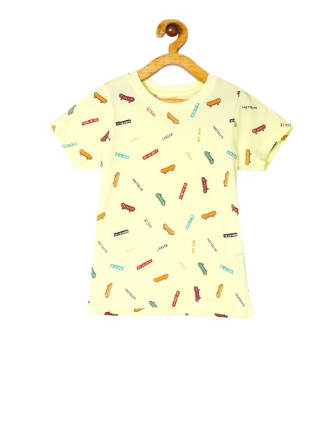

Cherokee Boys Yellow Printed Round Neck T-shirt