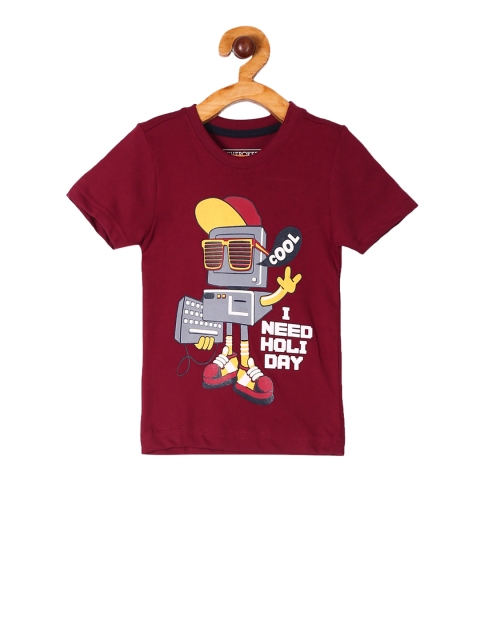 

Cherokee Boys Maroon Printed Round Neck T-shirt