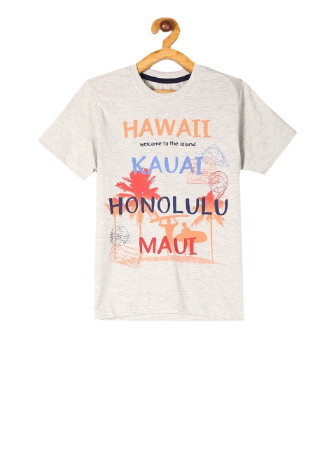 

Cherokee Boys Grey Melange Printed Round Neck T-shirt