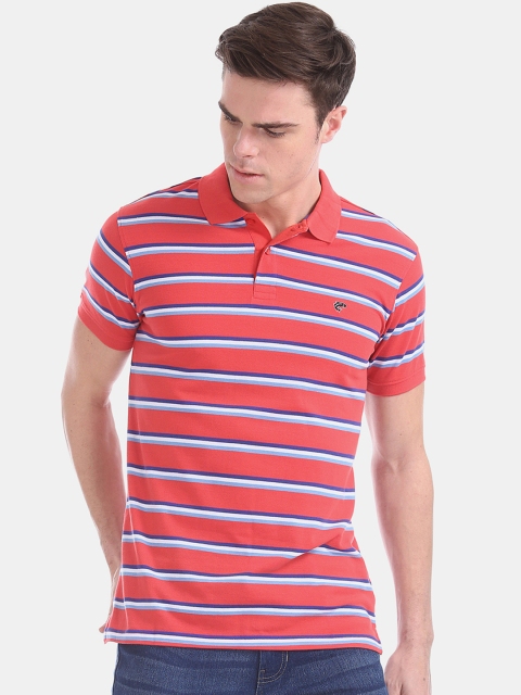 

Ruggers Men Red Striped Polo Collar T-shirt