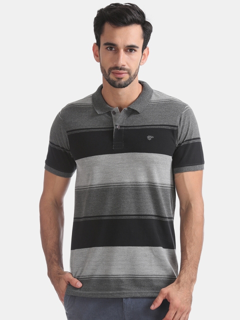 

Ruggers Men Black Striped Polo Collar T-shirt