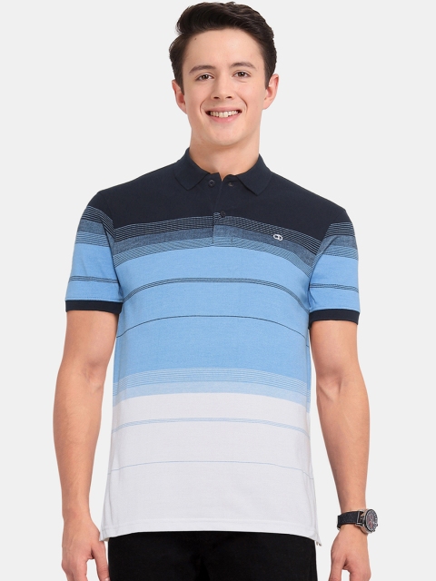 

Ruggers Men Blue & Black Striped Polo Collar T-shirt