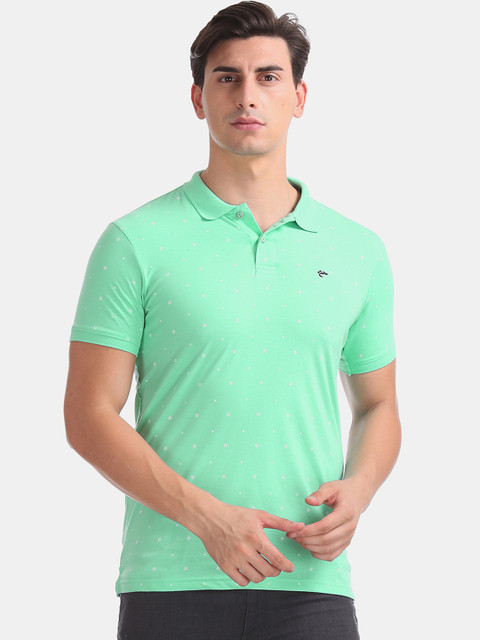 

Ruggers Men Green Printed Polo Collar T-shirt