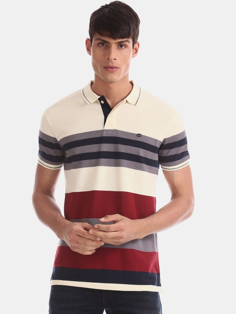 

Ruggers Men Multicoloured Striped Polo Collar T-shirt, Multi
