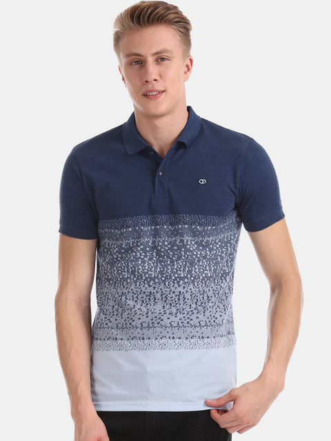 

Ruggers Men Navy Blue Printed Polo Collar T-shirt