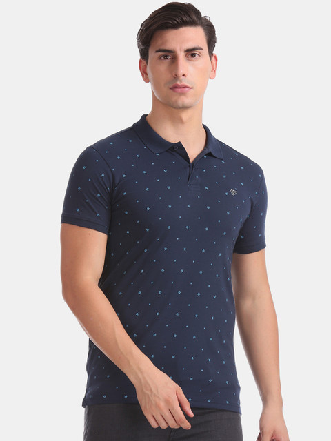 

Ruggers Men Navy Blue Printed Polo Collar T-shirt