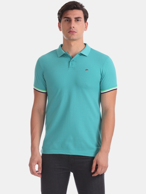 

Ruggers Men Sea Green Solid Polo Collar T-shirt