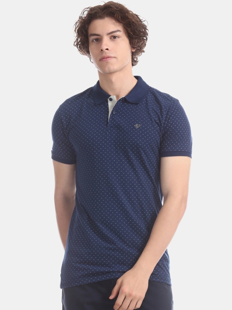 

Ruggers Men Navy Blue Printed Polo Collar T-shirt