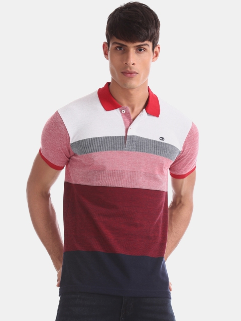 

Ruggers Men Red & White Striped Polo Collar T-shirt