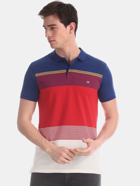 

Ruggers Men Navy Blue & Red Striped Polo Collar T-shirt