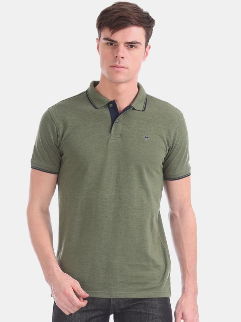

Ruggers Men Green Solid Polo Collar T-shirt