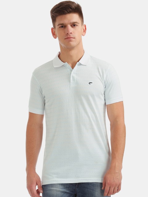 

Ruggers Men White Self Design Polo Collar T-shirt