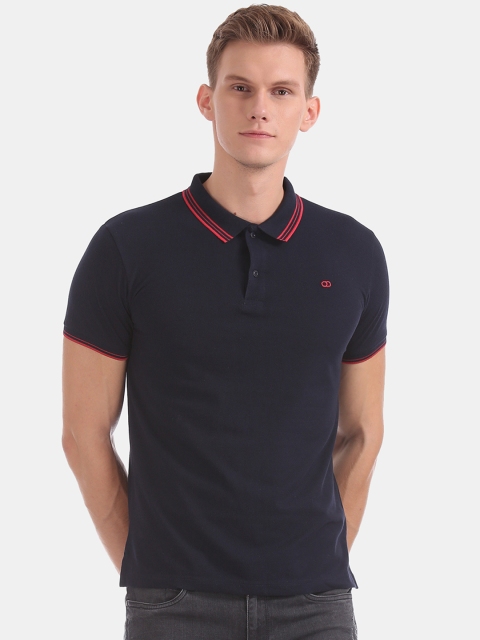 

Ruggers Men Navy Blue Solid Polo Collar T-shirt