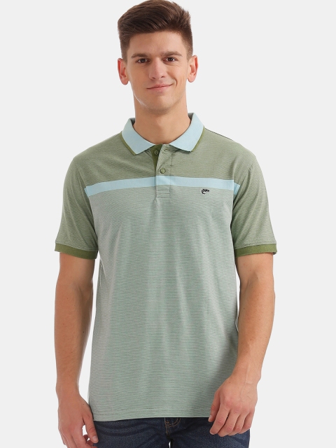 

Ruggers Men Blue & Green Striped Polo Collar T-shirt