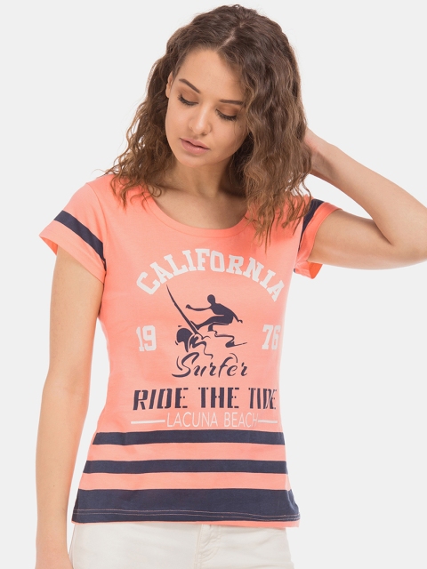 

Sugr Women Pink Printed Round Neck T-shirt