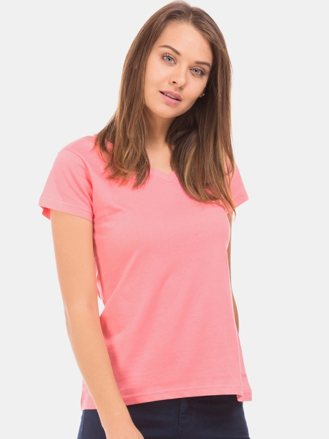 

Sugr Women Pink Solid V-Neck T-shirt