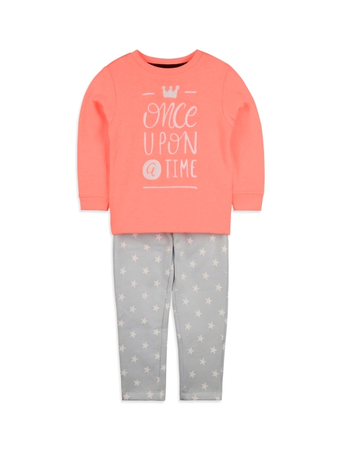

Cherry Crumble Kids Pink & Grey Printed T-shirt with Pyjamas