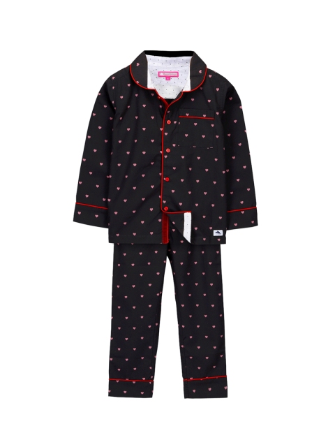 

Cherry Crumble Kids Black & Red Printed Night Suit