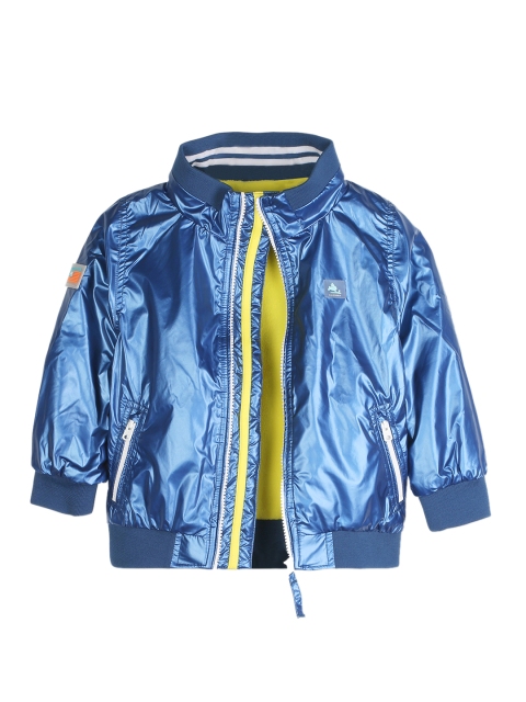 

Cherry Crumble Boys Blue Solid Bomber Jacket