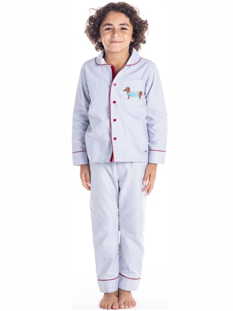 

Cherry Crumble Boys Blue & White Striped Night suit