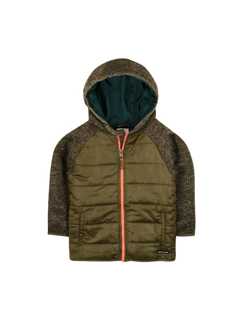 

Cherry Crumble Unisex Kids Green Colourblocked Puffer Jacket
