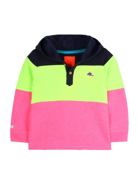 

Cherry Crumble Boys Pink & Yellow Colourblocked Hooded Sweatshirt