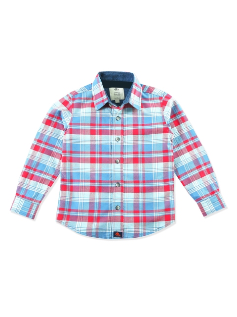 

Cherry Crumble Boys Blue & Red Regular Fit Checked Casual Shirt