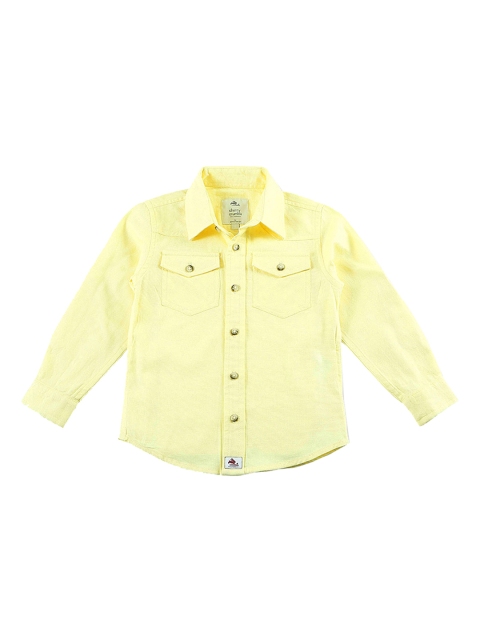 

Cherry Crumble Boys Yellow Regular Fit Solid Casual Shirt
