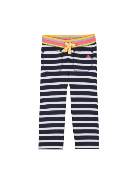 

Cherry Crumble Kids Navy Blue & White Striped Straight-Fit Track Pants