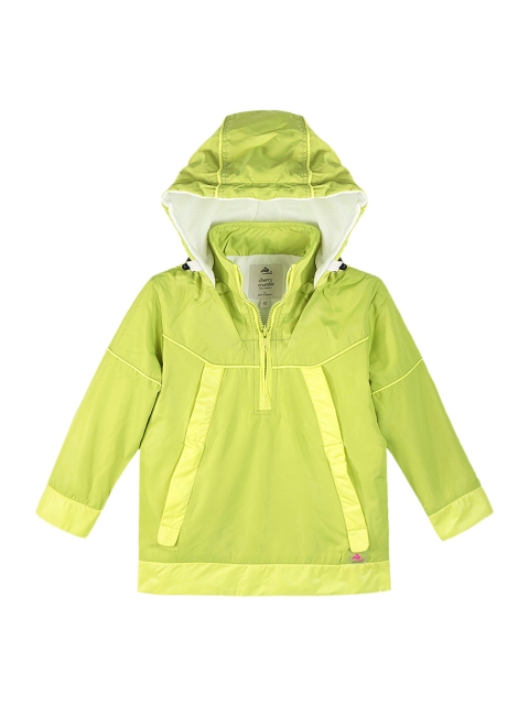 

Cherry Crumble Boys Fluorescent Green Solid Windcheater Sporty Jacket