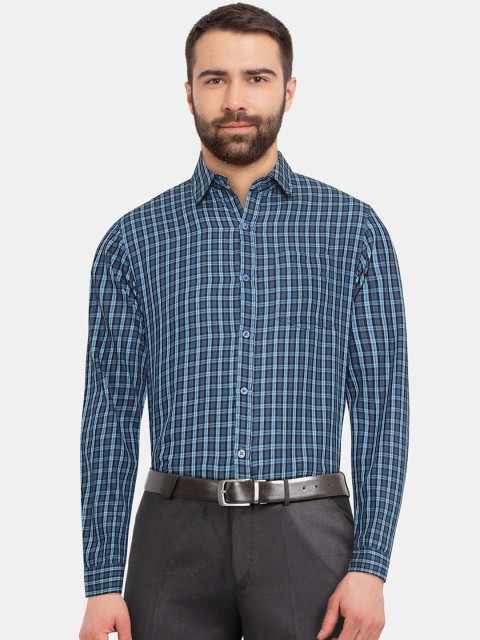 

Ruggers Men Blue Regular Fit Checked Formal Shirt