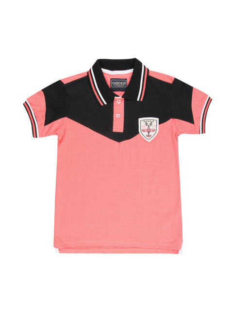 

Cherokee Boys Pink & Black Colourblocked Polo Collar T-shirt