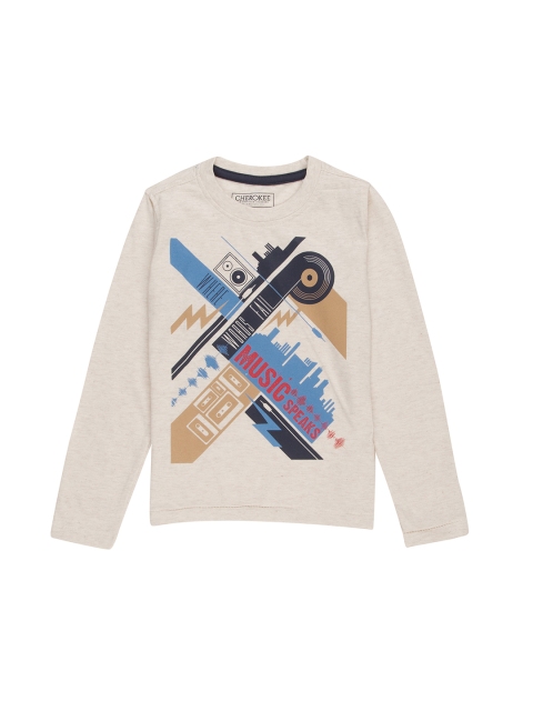 

Cherokee Boys Beige Printed Round Neck T-shirt