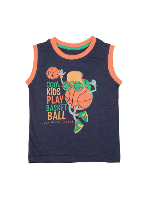 

Cherokee Boys Navy Blue Printed Round Neck T-shirt