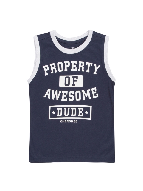 

Cherokee Boys Navy Blue Printed Round Neck T-shirt
