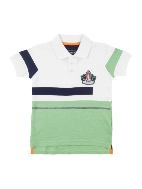 

Cherokee Boys White & Green Colourblocked Polo Collar T-shirt