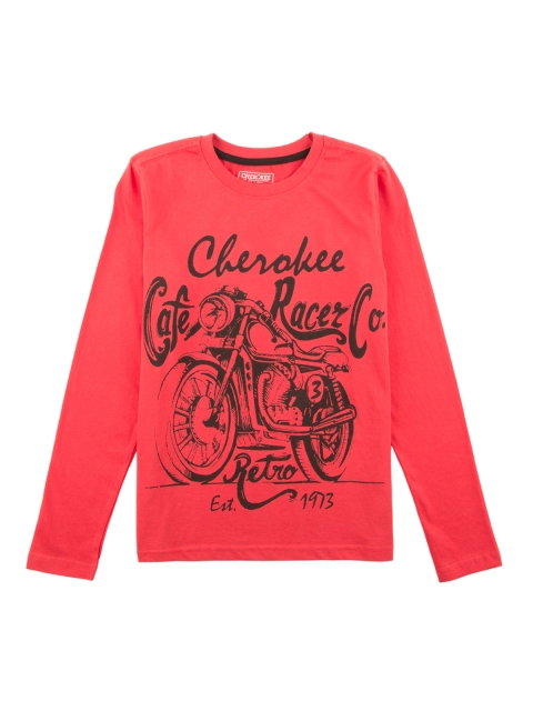 

Cherokee Boys Red Printed Round Neck T-shirt